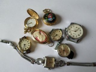 8 Vintage Ladies Wrist Watch Repair Spares Hefik Gilex Sekonda Ingersoll Timex