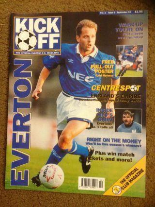 Everton Monthly Vol.  1 No.  1 - 1993 - Very Rare - Kick Off