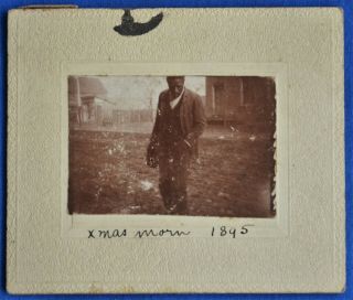Small Antique Photo African American Man Street Scene Christmas 1895