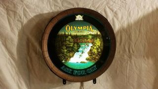 Vintage Olympia Beer " Ask For Oly " Rotating Waterfall Lighted 1980 Rare