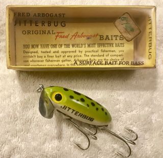 Fishing Lure Fred Arbogast 3/8 Jitterbug 1st Gen Unmarked Lip Tackle Crank Bait