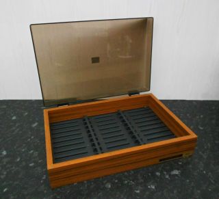 Vintage Audio Cassette Tape Storage Box With Smoked Lid (holds 33) Rare
