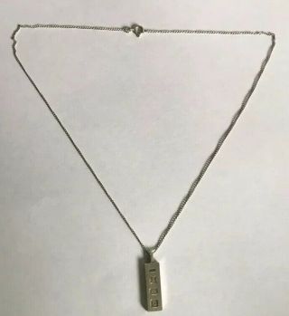 Vintage Solid Sterling Silver 925 Ingot Pendant On Silver Chain