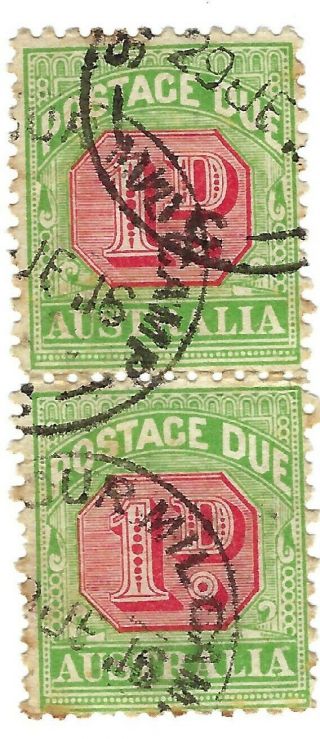 Rare - Postmark Ww1 Seymour Military Camp Nsw 19 - Ja? - 16 1d Postage Due Pair