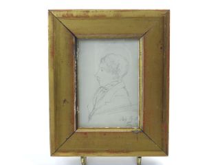 Antique 19th Century English School Pencil Drawing Portrait Gentleman