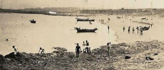 Antique Photo China 1920/30s Tsingtao Bathing Beach