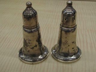 Empire Sterling Silver Vintage Weighted Salt & Pepper Shakers Glass