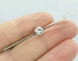 Antique Victorian Diamond Paste Silver Plate Bar Brooch Pin Sparkly Solitaire