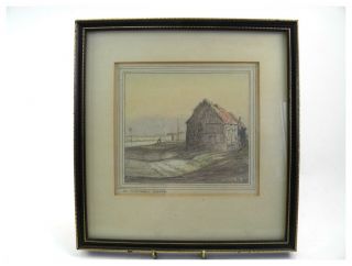 Vintage Pencil Drawing Watercolour Wash By Richard Sayers The Fishermans Shanty