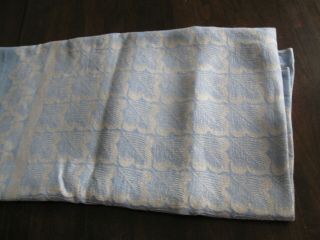 Lovely Vintage/retro Blue Tablecloth With White Leaf Pattern (24)