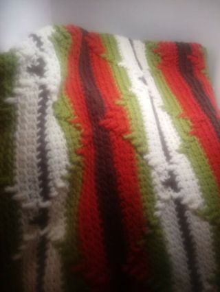 Vintage Multi - Colored Afghan Throw Blanket Multicolor Striped Tassels