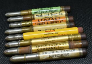 L5048 - Antique Advertising Bullet Pencils - Farm Bank Etc Mostly Pa