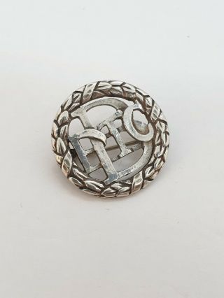 Antique or Vintage Sterling Solid Silver PBTC Brooch Pin Wreath Leaf Badge 3