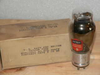 1 Nib Raytheon 10 Tube (usa 1934 Us Navy 4 Pillar Metal Base) Rare Tube