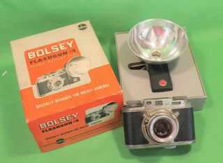 Antique Bolsey Camera Model B2 With Bolsey Flashgun 5 With Box