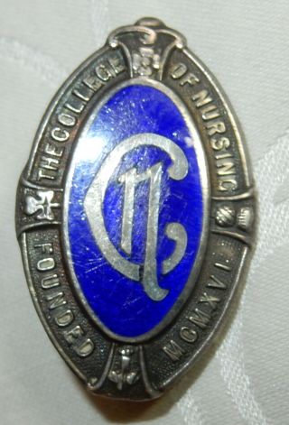Antique 1916 Badge The College Of Nursing Hospital Medical Sterling Silver 9500