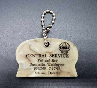Vintage Shell Service Station Advertising Key Chain Scraper,  Coin Holder Rare