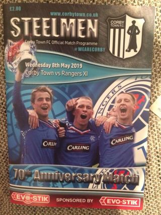 Rare Corby Town V Rangers Xi Official Programme Ticket Teamsheet 8th May 2019