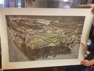 West Point Military Academy Poster Map 1965 York Army Marines Rare Vintage