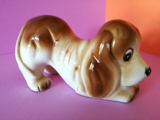 Very Rare Vintage Basset Hound Porcelain Bloodhound Dog Foreign Figurine