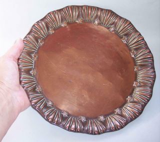 Antique/vintage Midle East Arts & Crafts Solid Copper Tray 10 " Diameter
