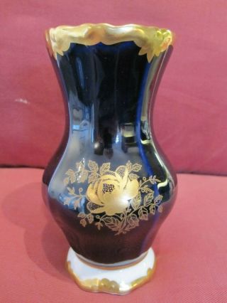 Antique Echt Weimar Porcelain Cobalt And Gold Gilded Vase