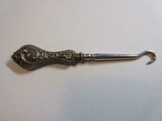 Antique Edwardan Hallmarked Silver Miniature Button Hook C1905