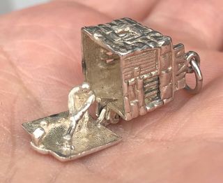 Rare Vintage Silver Charm Bracelet Opening Charm - Stone Jailhouse With Prisoner