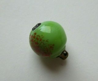 Delightful Antique Vtg Glass Charmstring Button Realistic Apple Fruit 3/8 " (a)