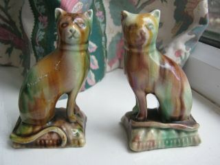 Very Rare And Fine Whieldon Pottery Figures Of A Cat And Dog,  C.  1780/90.