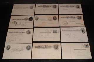 Lqqk 12 Antique 1800s/1900s U.  S.  Letter Postal Cards,  Mo. ,  Mich. ,  Oh. ,