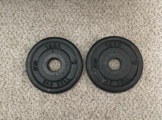 2 - 2.  5lb Vintage Rare Antique York Standard Barbell Weight Plates 2 1/2 Pound