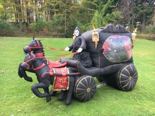 Rare Gemmy Inflatable Halloween Carriage Hearse With Reaper 12 