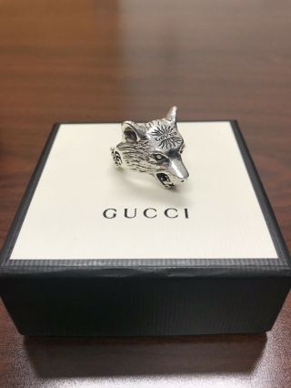 100 Auth Gucci Anger Forest Wolf Ring Loved Xxv Size 10 G22 Ag925 Rare