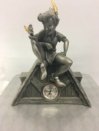 Extremely Rare Walt Disney Peter Pan With Tinkerbell Clock Le Of 5000 Statue