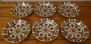 Rare Royal Crown Derby Old Imari 1128 Pattern - Set Of 6 Bowls -.