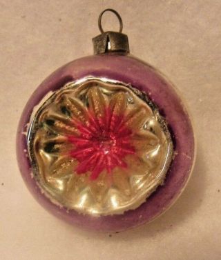 Antique Glass Christmas Ornament Tiny Feather Tree Purple Indent 2 "