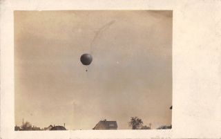 Hot Air Balloon In Flight Real Photo Antique Postcard (j25335)