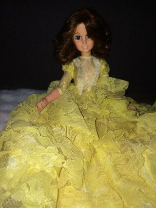 Vintage 1963 Eegee Company Doll,  Yellow Dress,  Dark Hair,