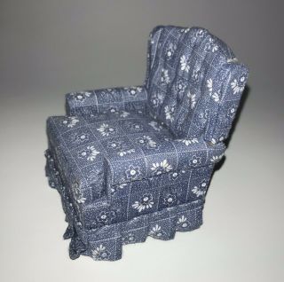 Dollhouse Furniture Chair Blue And White
