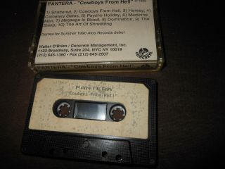 1989 Pantera Cowboys From Hell Advance Promo Cassette Tape Rare - Metal - Demo