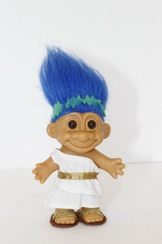 Vintage Russ Troll Doll Greek Toga Blue Hair