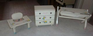 Vtg Ginnette Play Feeding & Changing Table Chest Of Drawers Vogue Doll Furniture