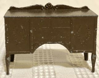 Vtg 1920’s - 30’s Tootsie Toy Dollhouse Dining Room/living - Room Table/desk Brown