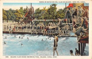 Balboa Canal Zone Panama Club House Swimming Pool Antique Postcard K96562