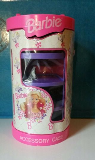 Vintage 1991/1994 Round Barbie Accessory Case W/handle Fashion Doll
