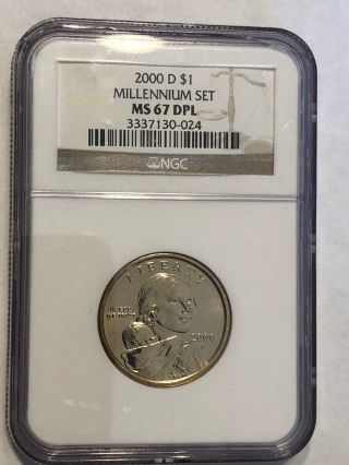 Very Rare 2000 - D Millennium Set Sacagawea Dollar $1 Ngc Ms67dpl Deep Proof Like