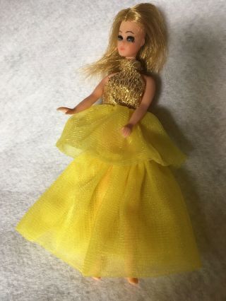Vintage Topper Dawn Doll 1970s In Gold Glow Swirl Gown