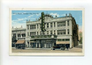 Michigan City Indiana Antique Postcard Tivoli Theatre,  Vaudeville Every Sat,  Sun