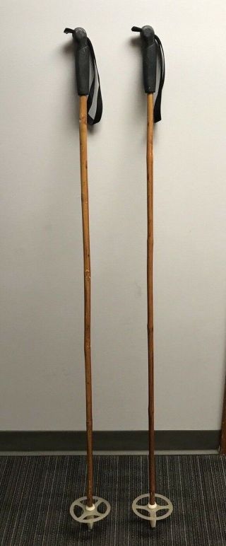 Vintage Mid Century Wooden Bamboo Ski Poles